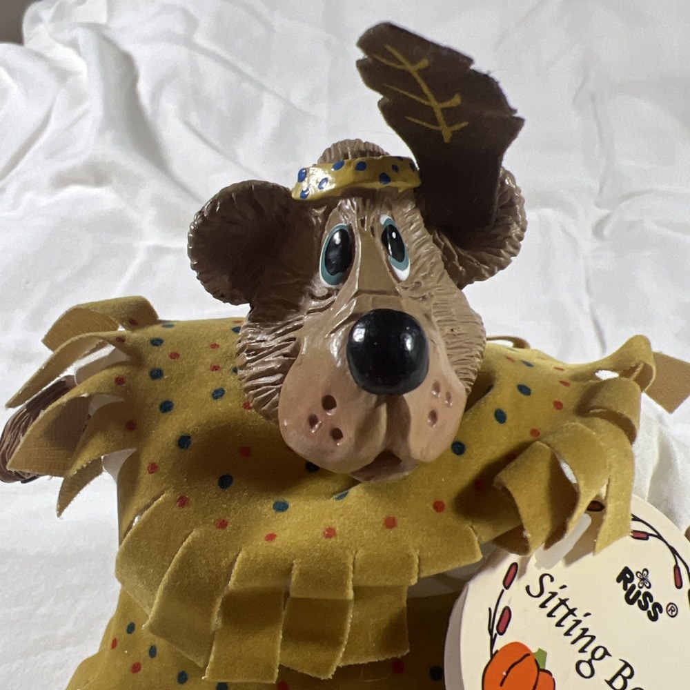 Russ Berrie "Sitting Bear"™ Figurine –‎ Fall / Thanksgiving Theme (1996)